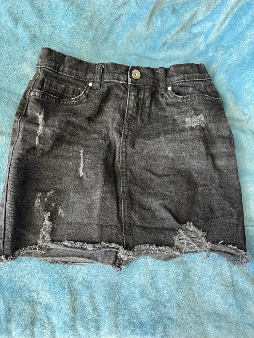 Black Distressed Denim Mini Skirt kids